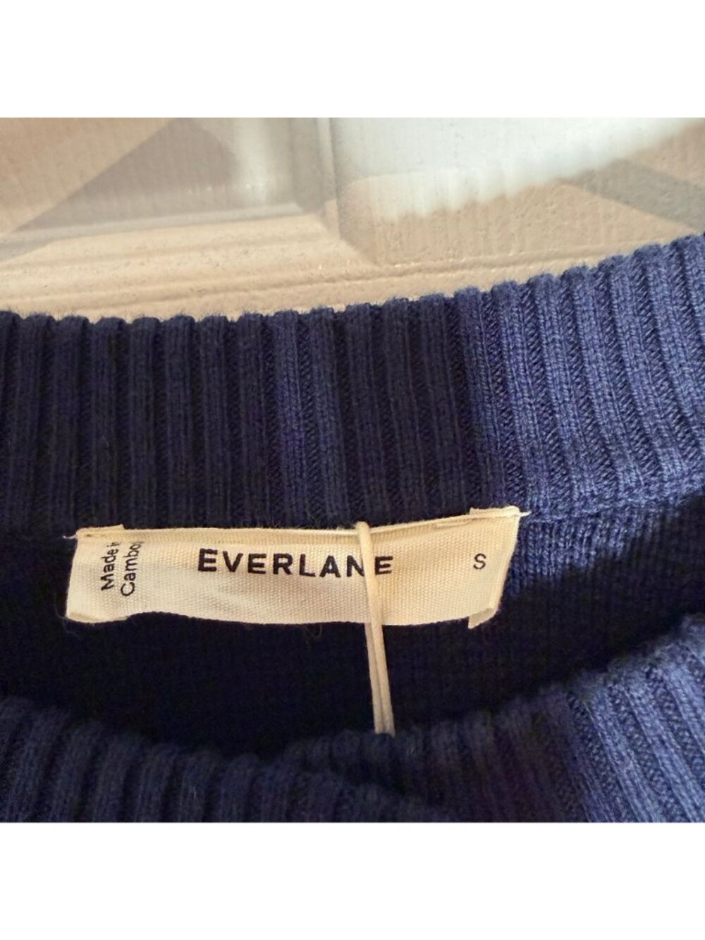 Everlane The Crew Cardigan in Everyday Cotton Women's Size Small in Navy NWT! - Picture 3 of 6